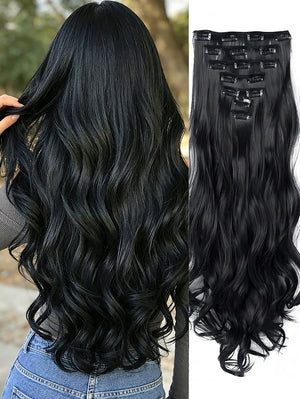 Wavy Long Full Head Clip-on Hair Extensions